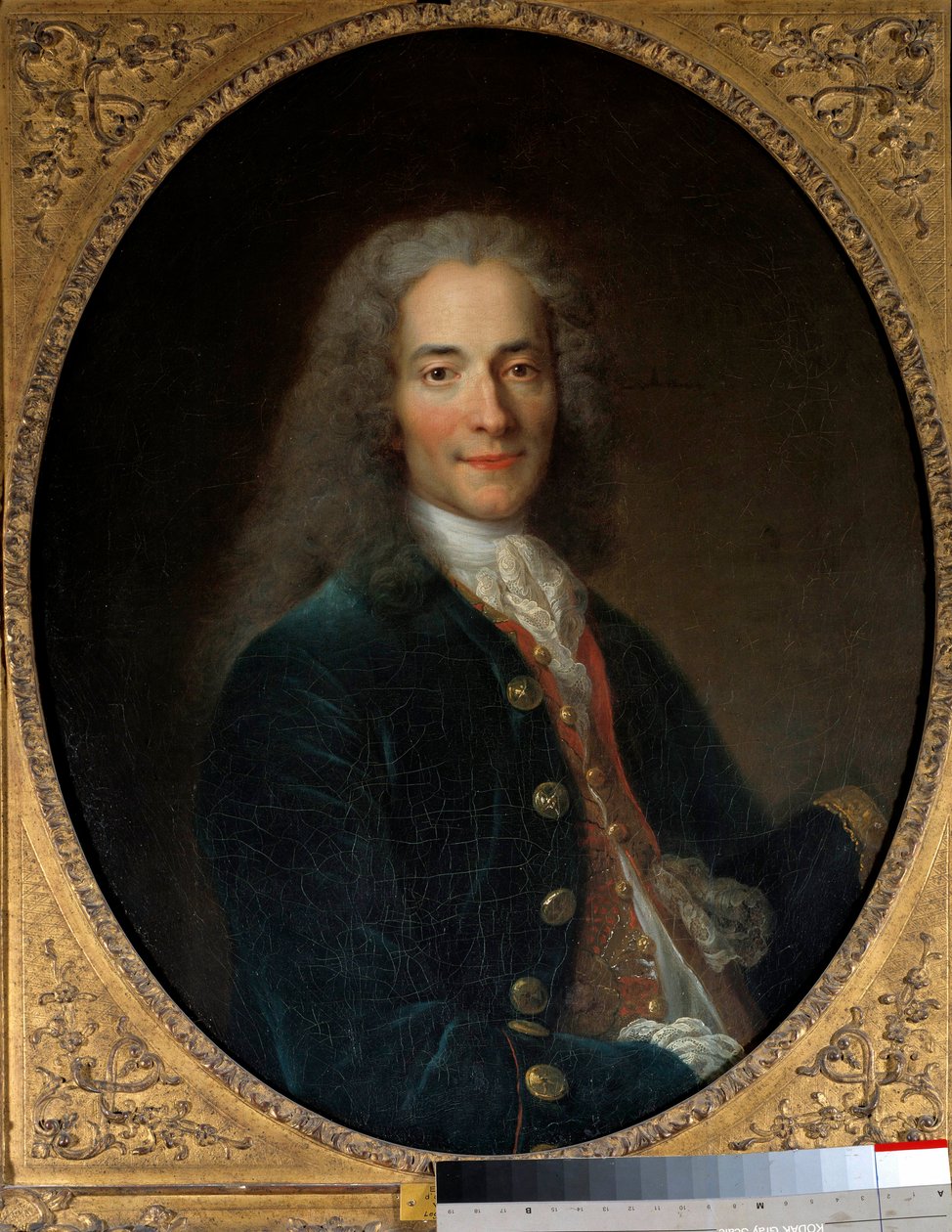 Portrett av Francois Marie Arouet dit Voltaire (1694-1778) i en alder av 24 Maleri av Nicolas de Largilliere (1656-1746) 1718 Søn. 0,8 x 0,65 m - Portrett av Francois Marie Arouet kalt Voltaire (1694-1778) i en alder av 24. Maleri av Nicolas de Largi av Nicolas de Largillière