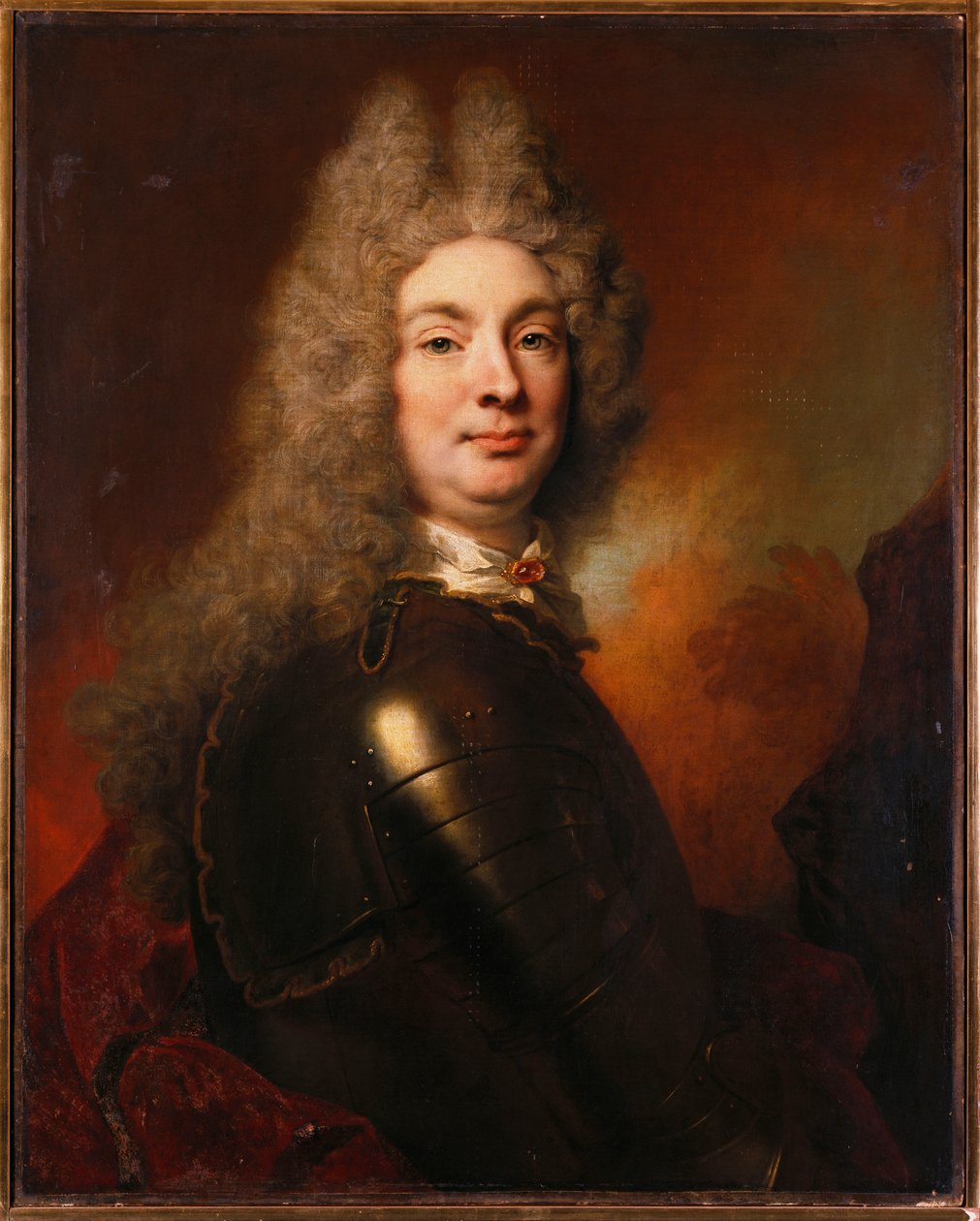 Portrett av en adelsmann i rustning, iført rød kappe av Nicolas de Largillière