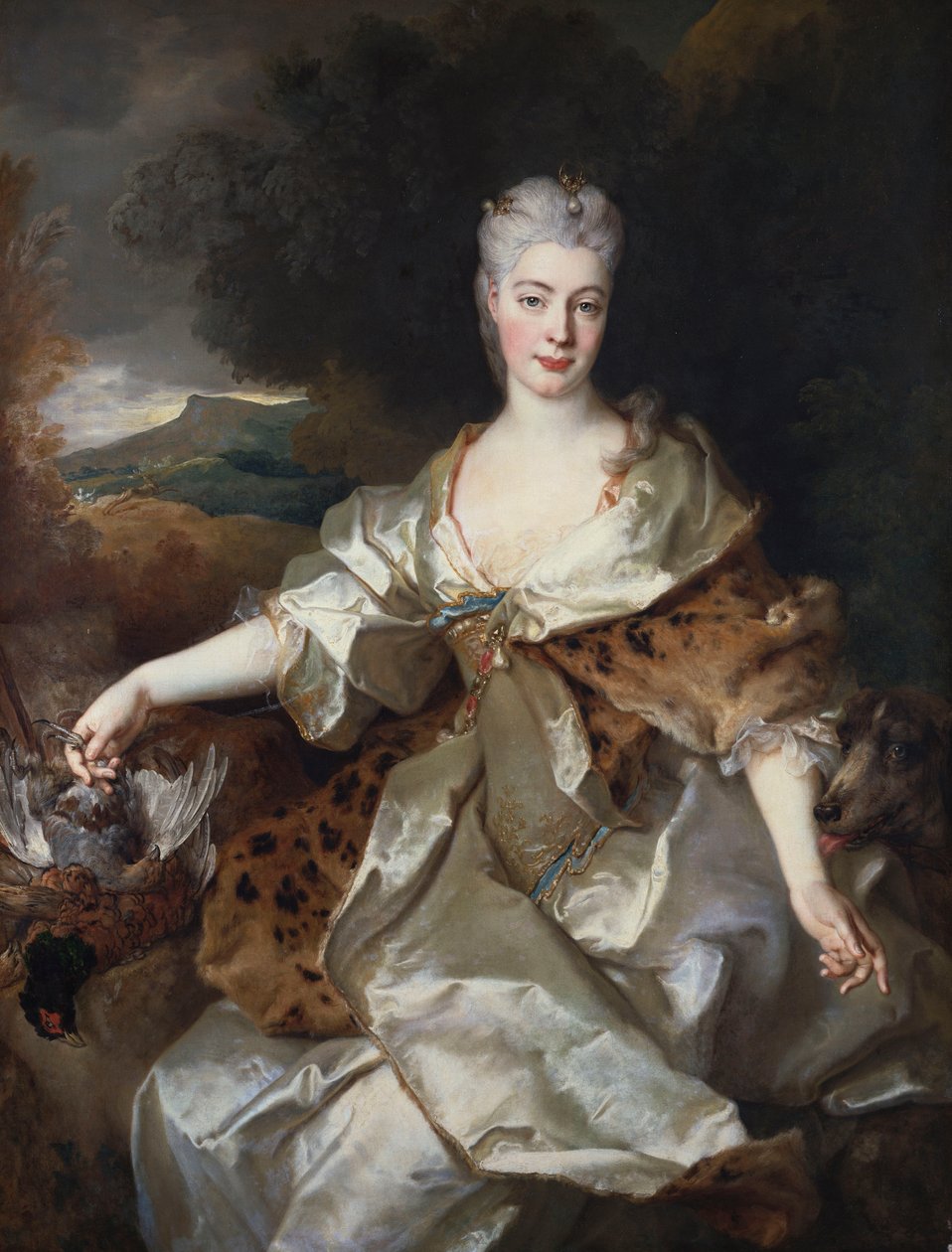 Portrett av grevinnen av Noirmont som Diana av Nicolas de Largillière