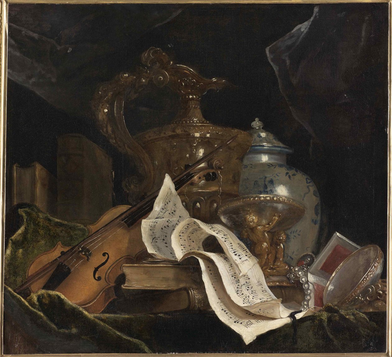 Stilleben med musikkinstrument, 1695-1700. av Nicolas de Largillière