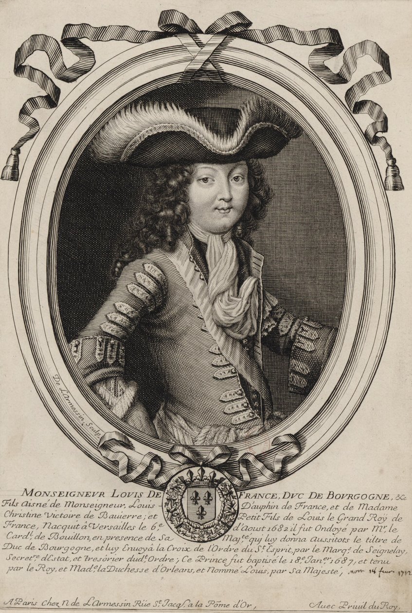 Gravert portrett av Louis, hertugen av Burgund (1682-1712) av Nicolas de Larmessin