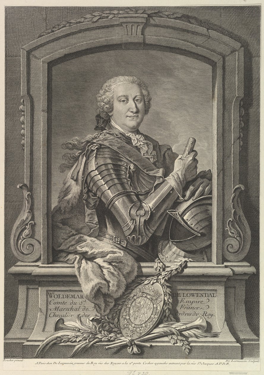 Portrett av Maréchal de Lowendal, 1700-tallet. av Nicolas de Larmessin