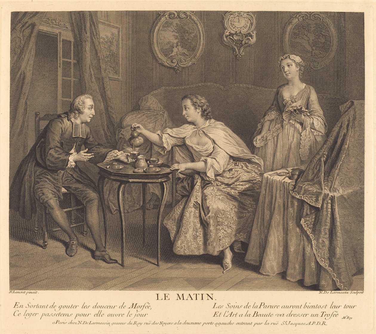 Morgen av Nicolas de Larmessin IV after Nicolas Lancret