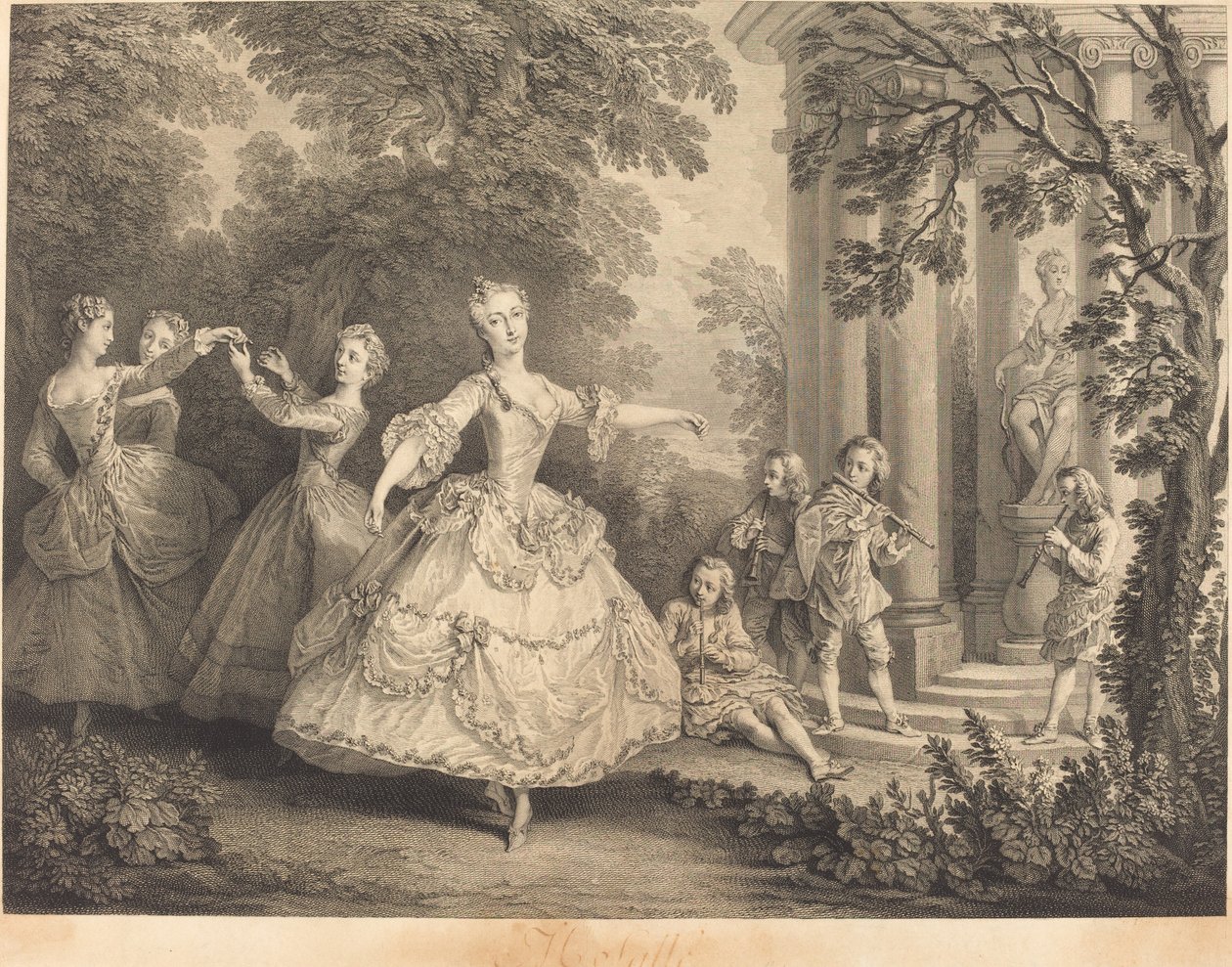 Frøken Hall av Nicolas de Larmessin IV after Nicolas Lancret