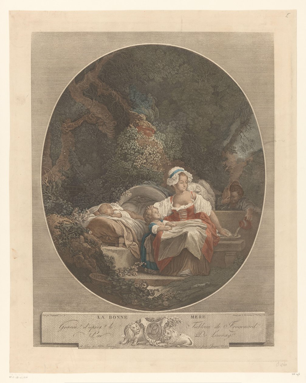 Mor med barn i et landskap La bonne mere (tittel på objekt) av Nicolas de Launay (goudsmid)