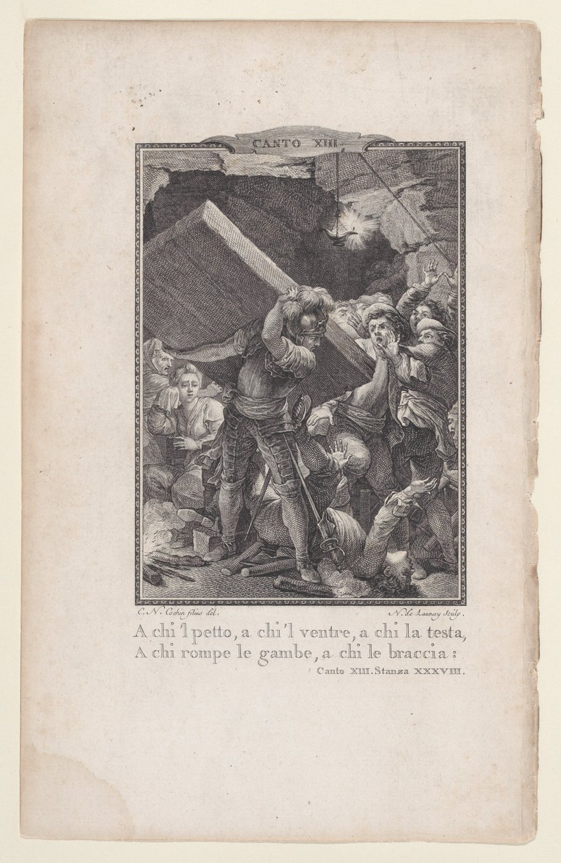 Canto 13, strofe 38, fra Orlando Furioso, 1772-74., 1772-74. av Nicolas de Launay