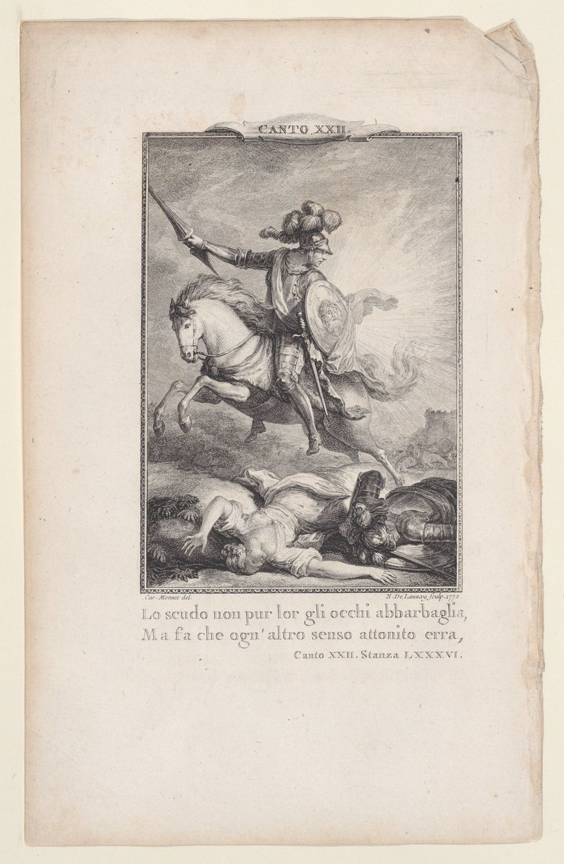 Canto 22, Stanza 86, fra Orlando Furioso, 1772., 1772. av Nicolas de Launay