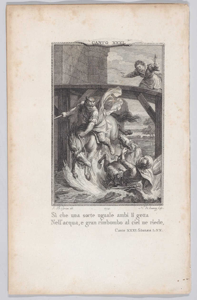 Canto 31, rom 70, fra Orlando Furioso, 1774., 1774. av Nicolas de Launay