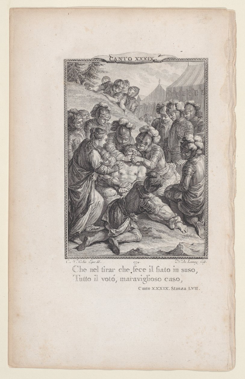 Canto 39, rom 57, fra Orlando Furioso, 1774., 1774. av Nicolas de Launay