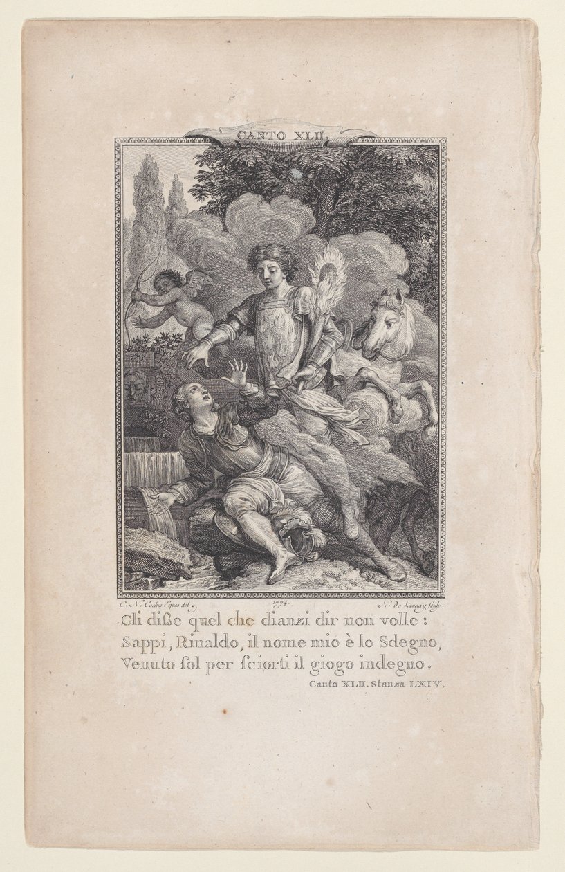 Canto 42, rom 64, fra Orlando Furioso, 1774., 1774. av Nicolas de Launay