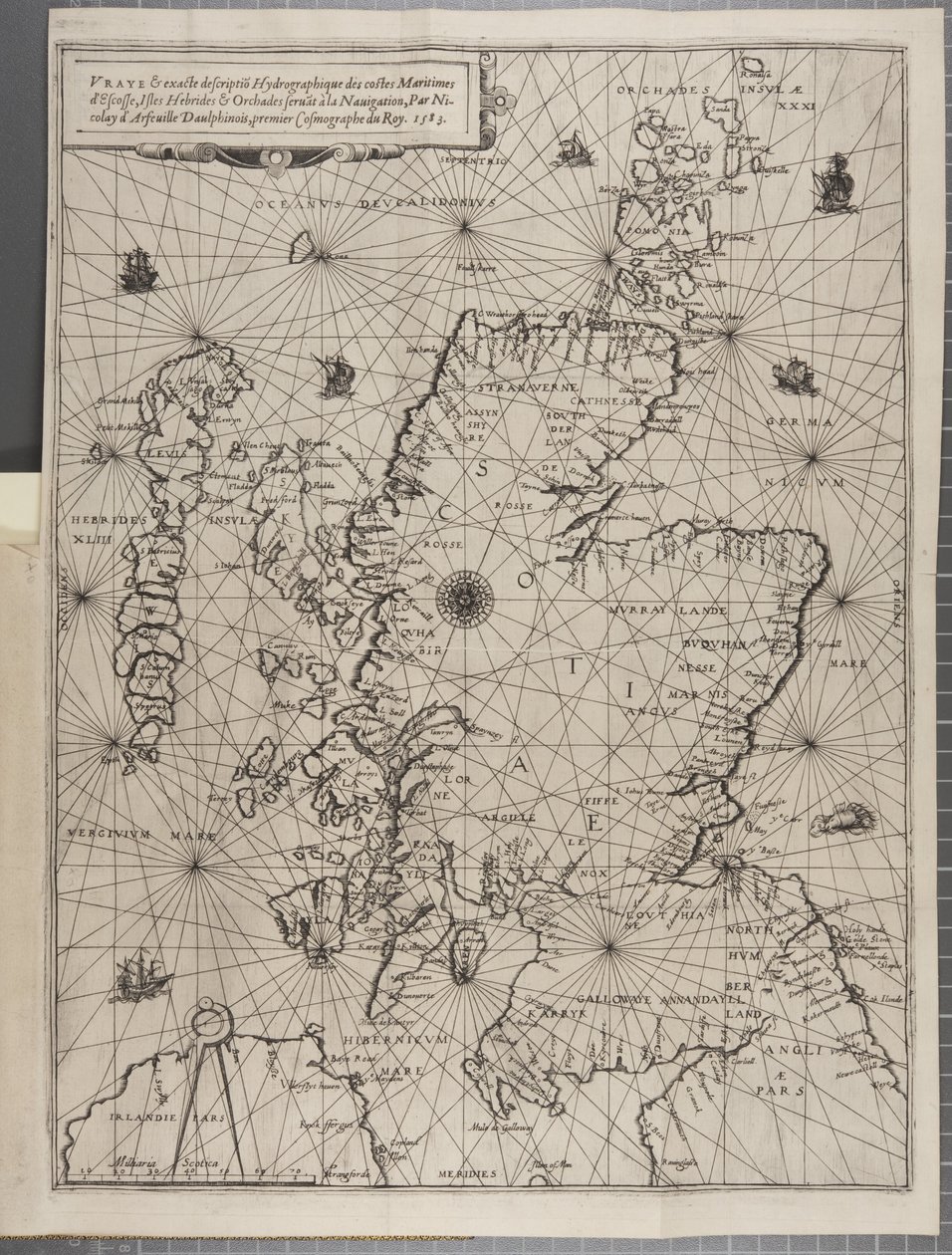 Kart, fra The Navigation of King James V, Round Scotland, Orknøyene og Hebridene eller Western Isles: Under Conduct of That Excellent Pilot Alexander Lindsay av Nicolas de Nicolay