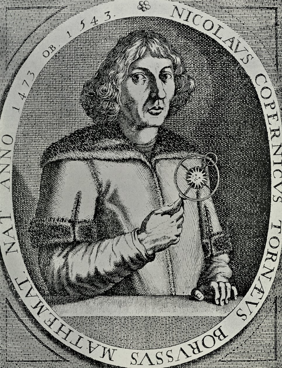 Kopi av et selvportrett (bw-bilde) av Nicolaus Copernicus