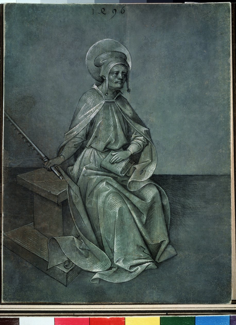 ""Apostelen Simon"" Akvarell og blekk av Nikolaus Alexander Mair von Landshut (1450-1510) 1496 Pushkin-museet, Moskva av Nicolaus Alexander Mair von Landshut