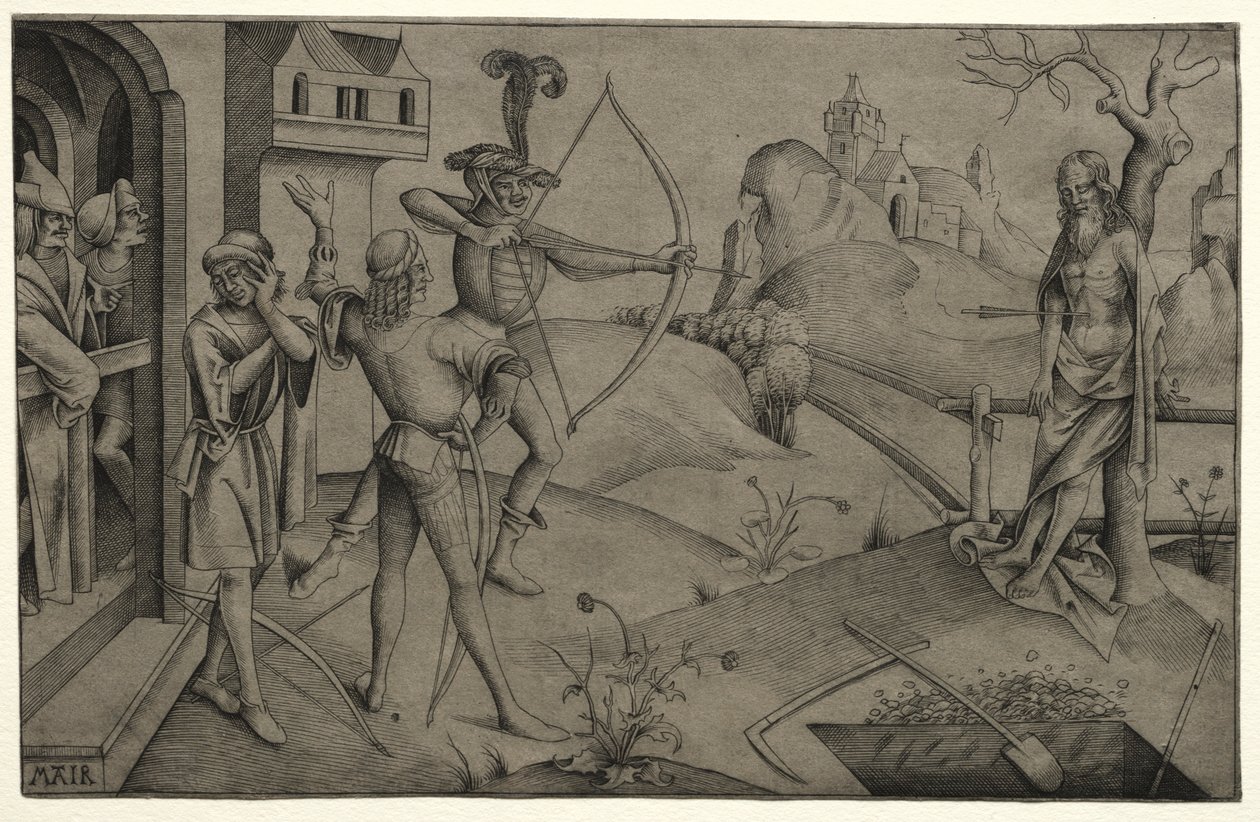 The Kings Sons Shooting on their Dead Fathers Body, 1495-1504. av Nicolaus Alexander Mair von Landshut