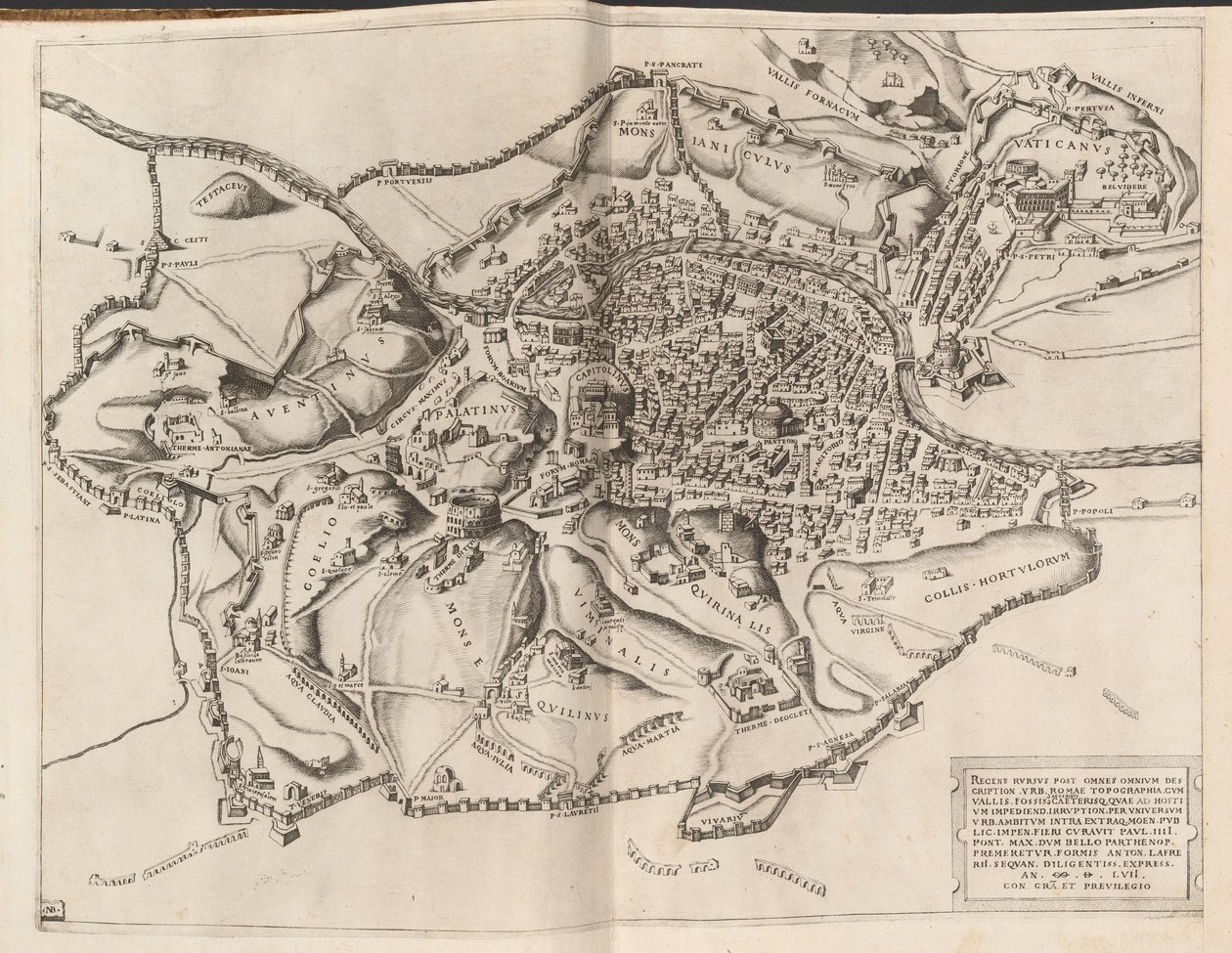 Topografisk kart over det gamle Roma av Nicolaus Beatrizet