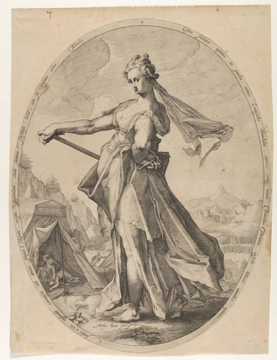 Jahel fra Heroes and Heroines of the Old Testament, ca. 1597., ca. 1597. av Nicolaus Braeu