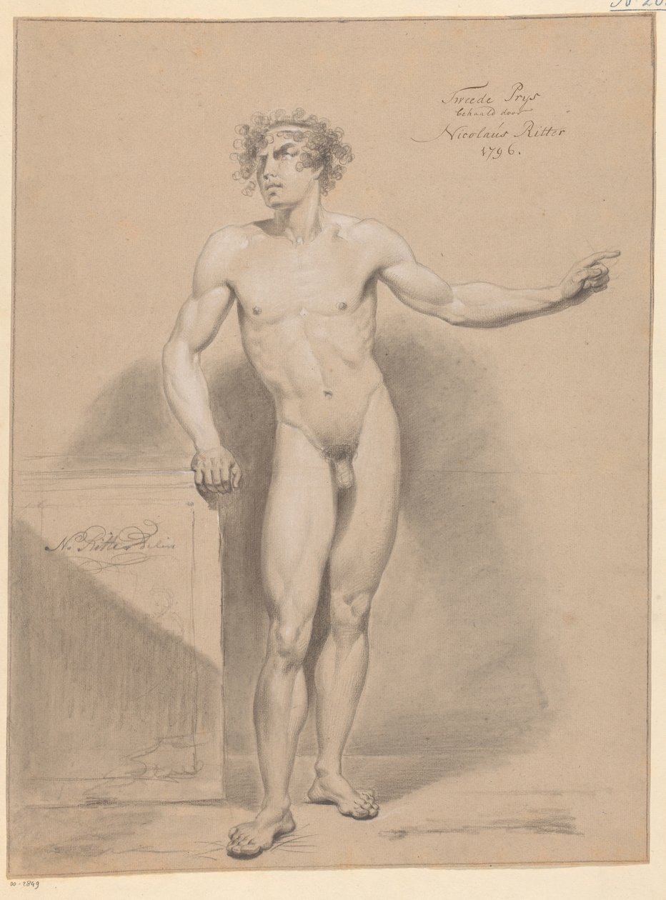 Stående naken mann, sett forfra (2. premie 1796) av Nicolaus Ritter jr.