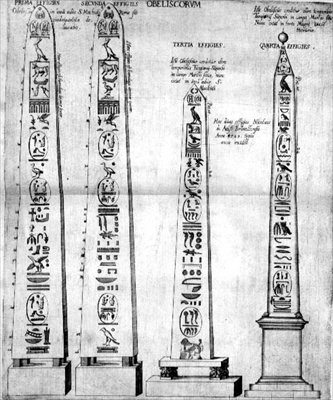 Egyptiske obelisker med hieroglyfer av Nicolaus van Aelst