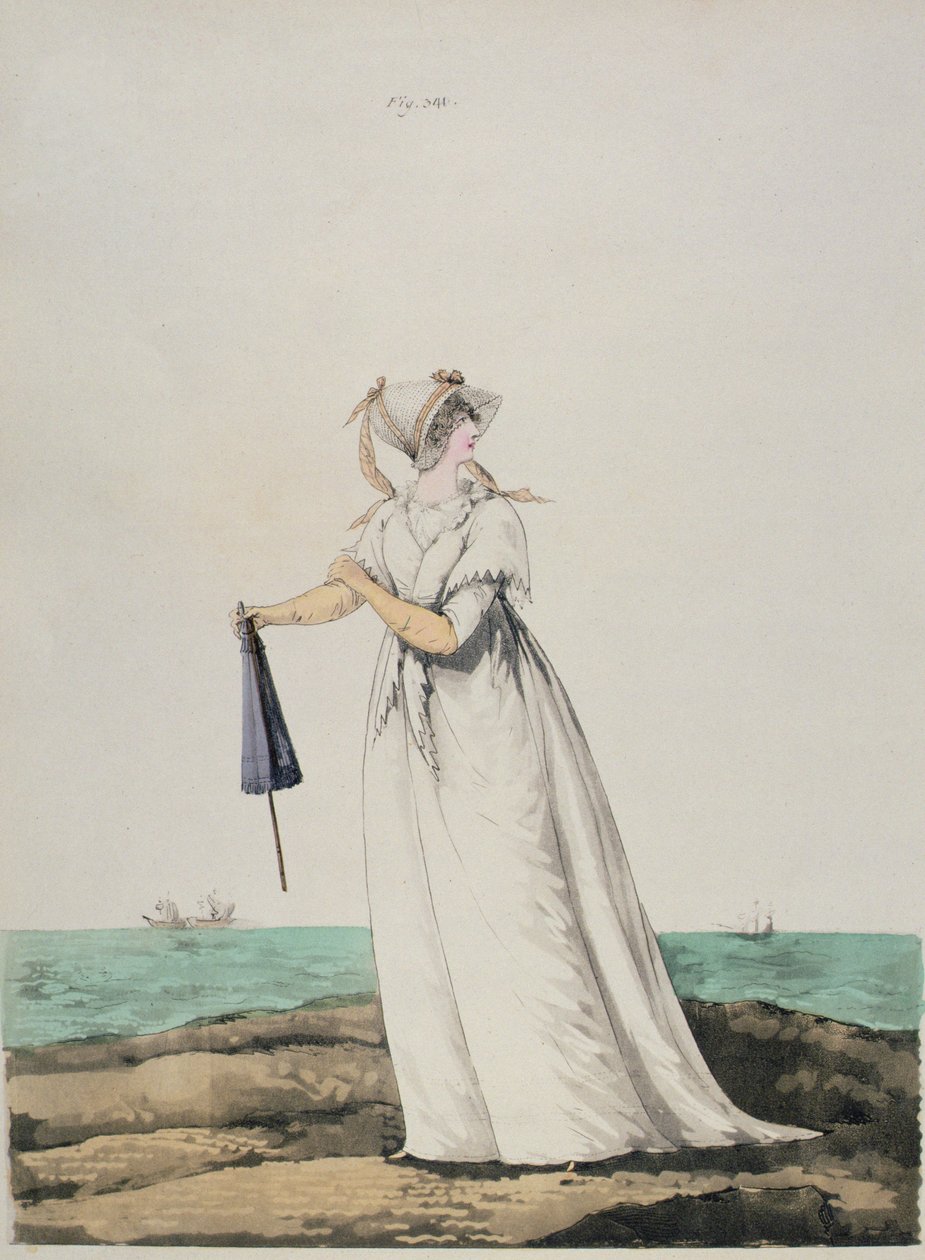 Morgenkjole ved sjøen fra 'Gallery of Fashions' av N. Heideloff, 1802 av Nicolaus von Heideloff