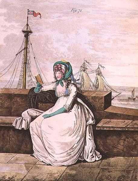 Morgenkjole, fig. 71 fra Nikolaus Heideloffs "Gallery of Fashion", Vol II oktober 1795 (trykk) av Nicolaus von Heideloff