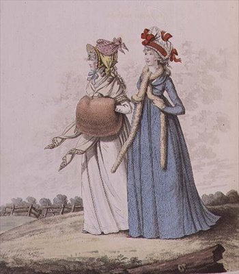 Morgenkjoler, fiken. 78 og 79 fra Nikolaus Heideloffs "Gallery of Fashion" Vol II, desember 1795 (trykk) av Nicolaus von Heideloff