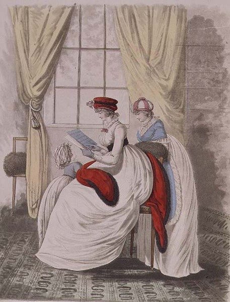 Morgenkjoler fra Nikolaus Heideloffs "Gallery of Fashion", Vol II, januar 1799 (trykk) av Nicolaus von Heideloff