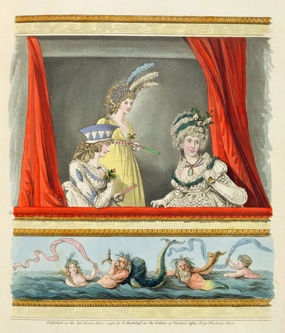 Operakjoler fra Nikolaus Heideloffs "Gallery of Fashion" Vol II, juni 1796 (trykk) av Nicolaus von Heideloff