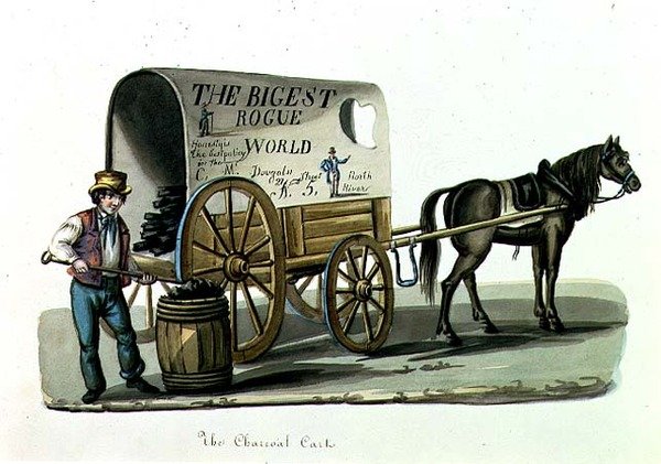 The Charcoal Cart, ca. 1840-44 (akvarell på papir) av Nicolino Calyo