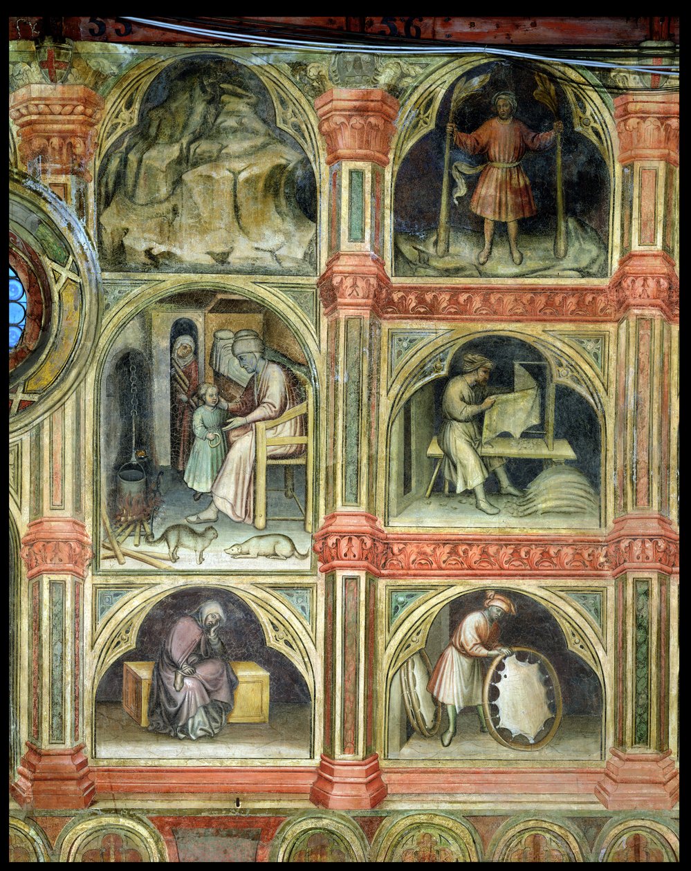 Januar måned, fra en serie veggmalerier som viser den astrologiske syklusen av Nicolo and Stefano da Ferrara Miretto