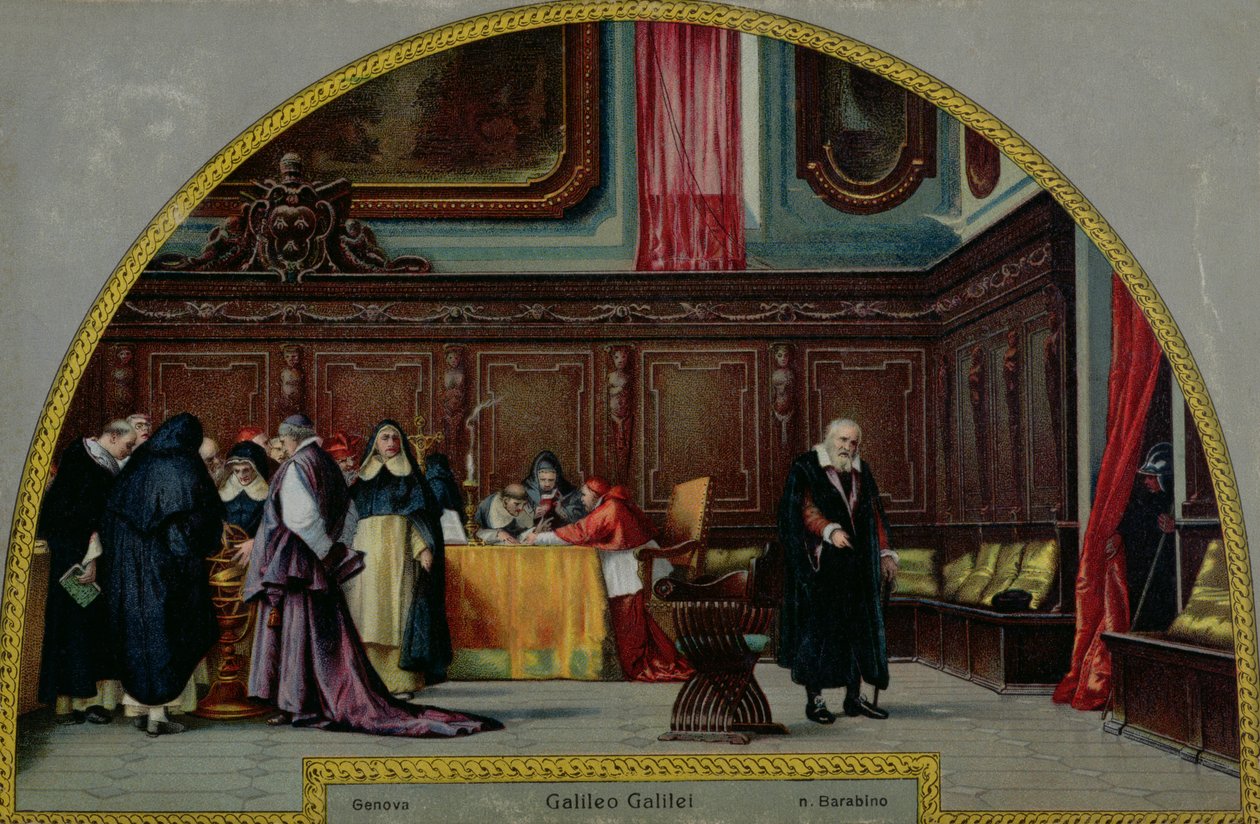 Rettsaken mot Galileo Galilei (1564-1642) i 1633 av Nicolo Barabino