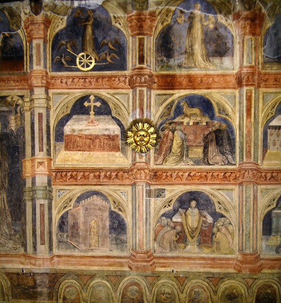 Religiøse scener, fra en serie veggmalerier som viser den astrologiske syklusen av Nicolo and Stefano da Ferrara Miretto