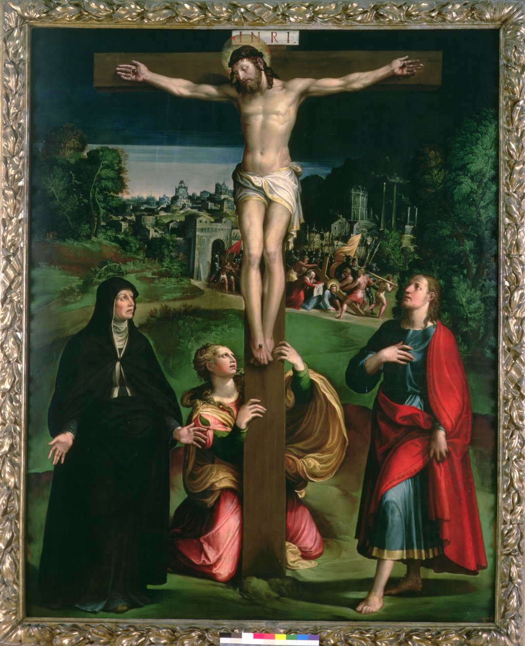 Korsfestelse med Jomfruen, Maria Magdalena og Evangelisten Johannes av Nicolo dell Abate