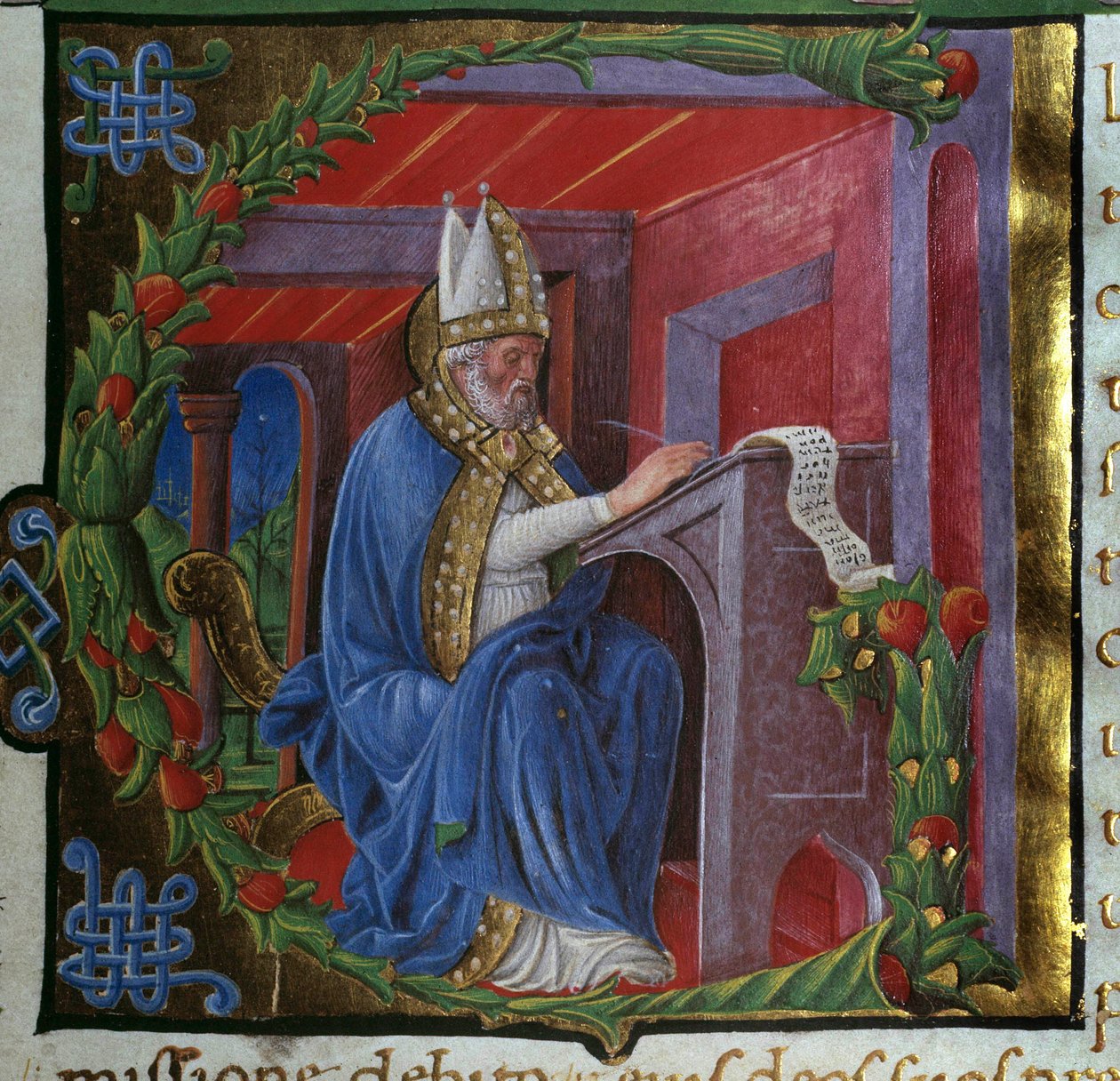 Saint Augustine Writing Miniature av Nicolo Polani hentet fra "" De civitate dei"" (Guds by) av Saint Augustine of Hippo (354-430). 1459. Paris, Bibliotheque sainte Genevieve av Nicolo Polani
