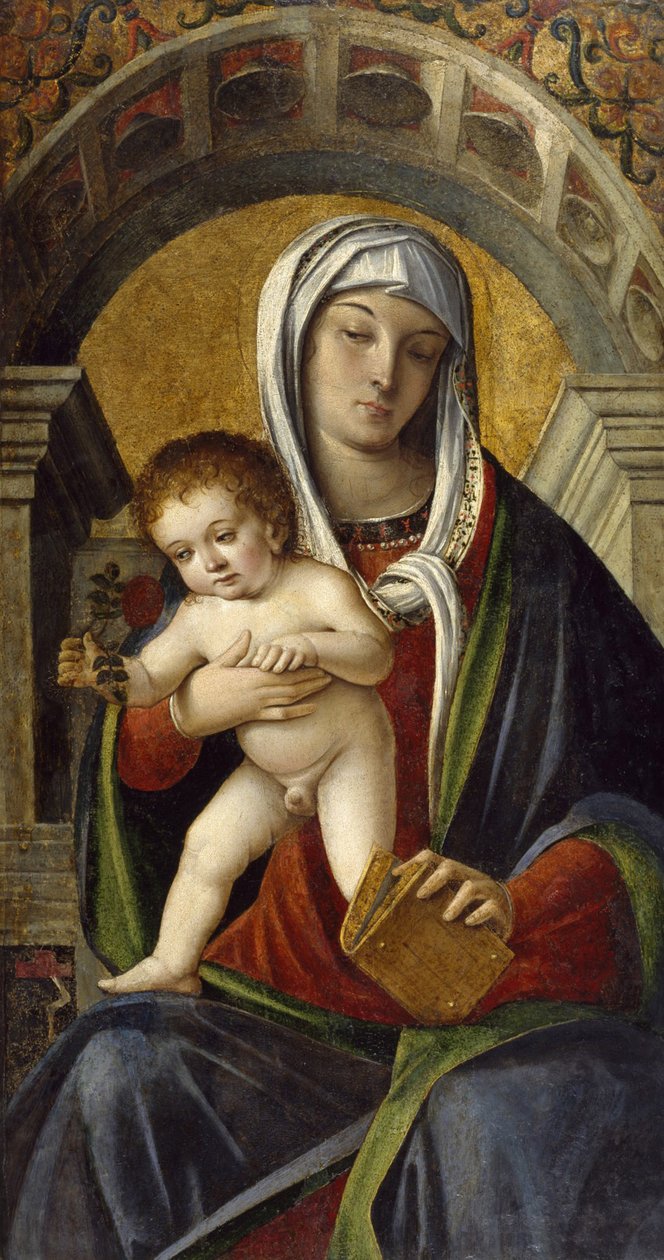 Triptykpanel med Madonna og barn, 1490-1500 av Nicolo Rondinelli