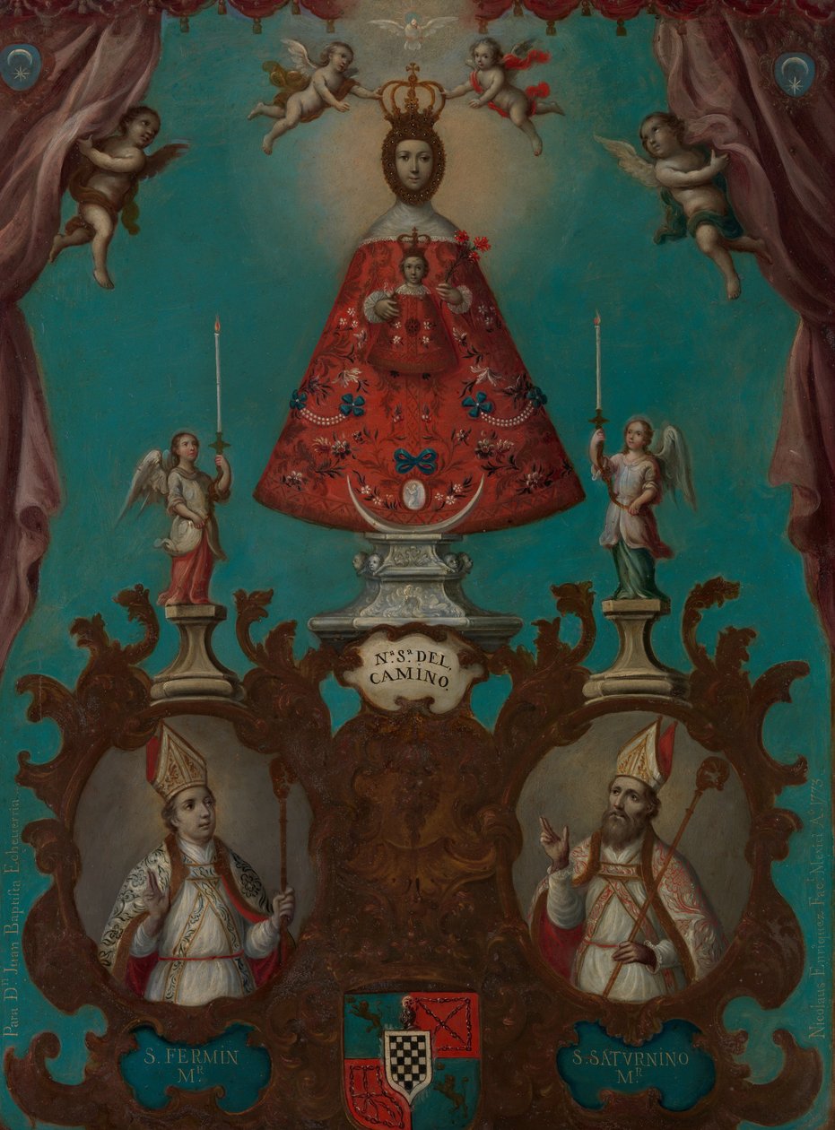 Jomfruen av El Camino med St. Fermín og St. Saturnino, 1773. av Nicolás Enríquez