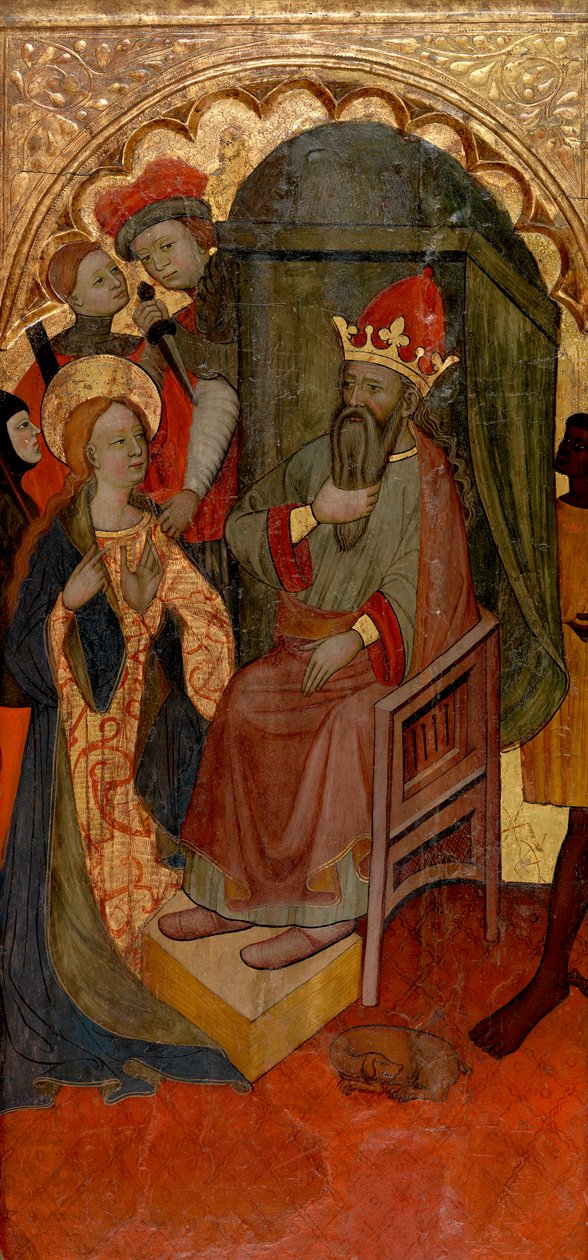 Saint Katherine av Alexandria før den romerske keiseren av Nicolás Solano