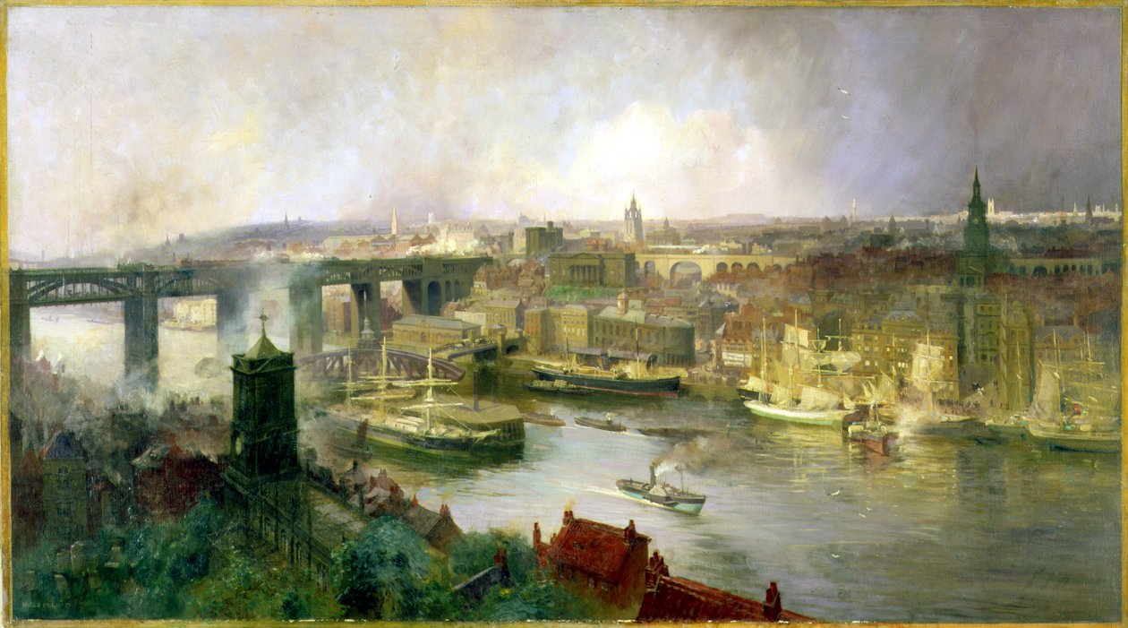 Newcastle upon Tyne fra Gateshead, 1895 av Niels Moller Lund