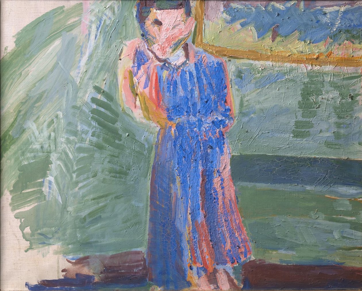 Stående figur, blå kjole av Niels Larsen Stevns