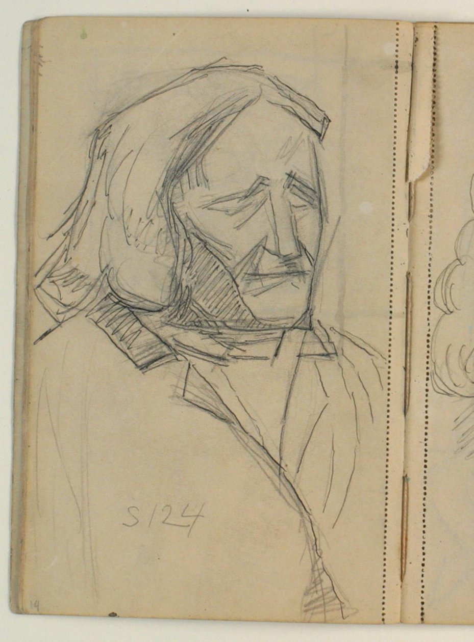 Studie av Thorvaldsen etter A.C.T. Neubourgs daguerreotypi fra 1840 av Niels Larsen Stevns