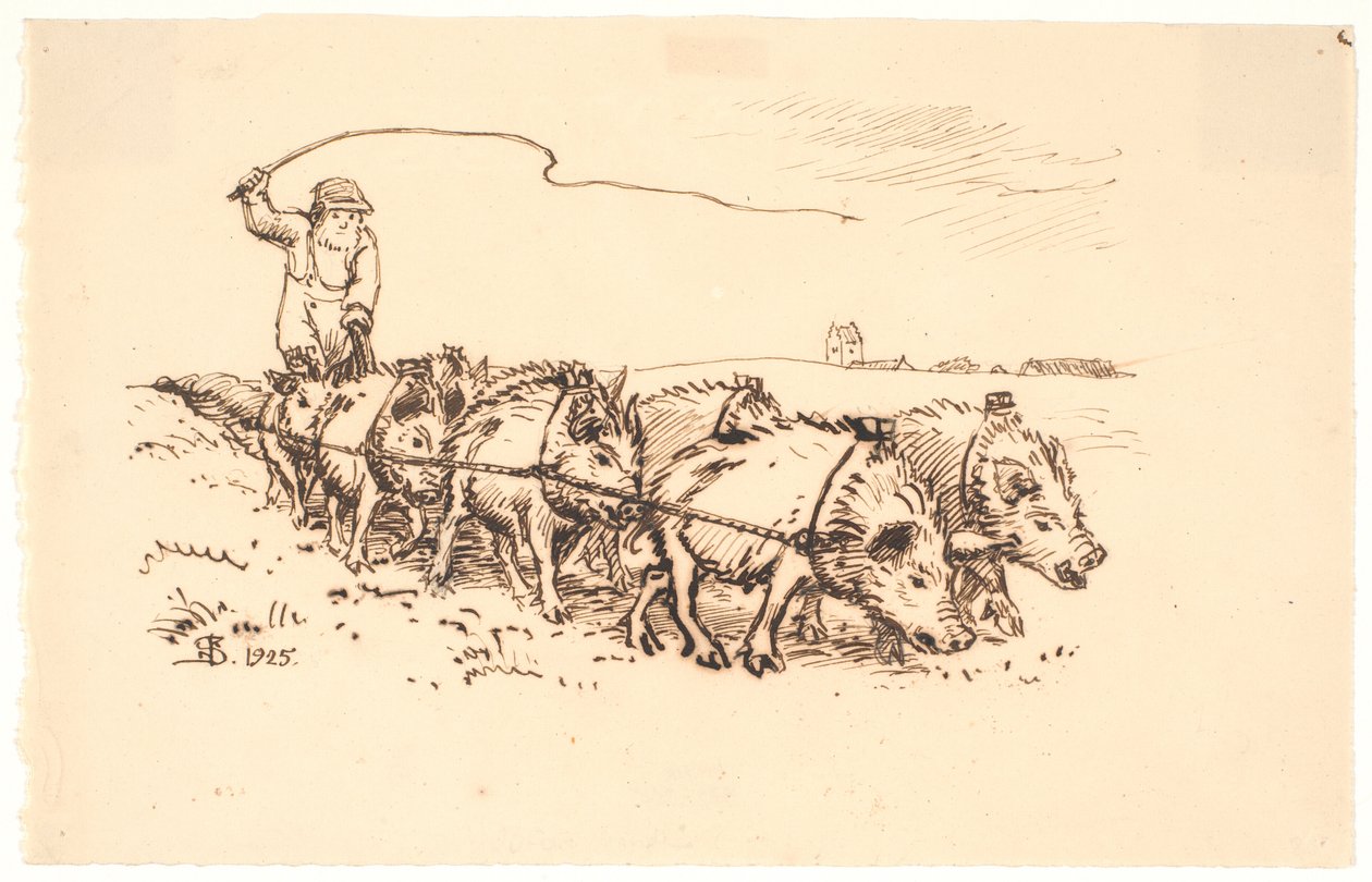 Blære Bonde pløyer jord av Niels Skovgaard
