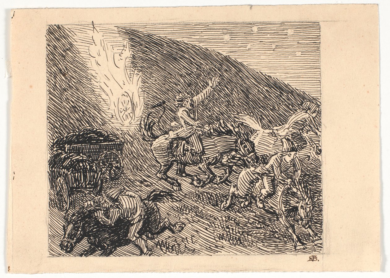 Klargjøring for gavlene i Brunde av Niels Skovgaard