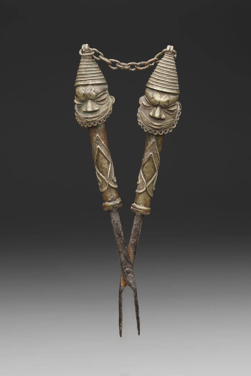 Figurformet tang for Oshugbo Society-ritualer (støpt kobberlegering og jern) av Nigerian Nigerian