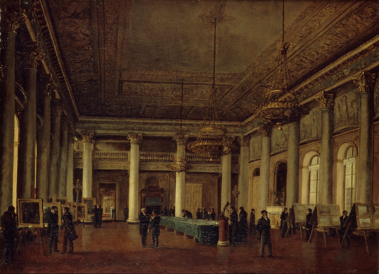 Innvendig utsikt over Dmitry Naryshkins hus under et møte i Society for the Encouragement of Arts, 1825 av Nikanor Grigoryevich Chernetsov