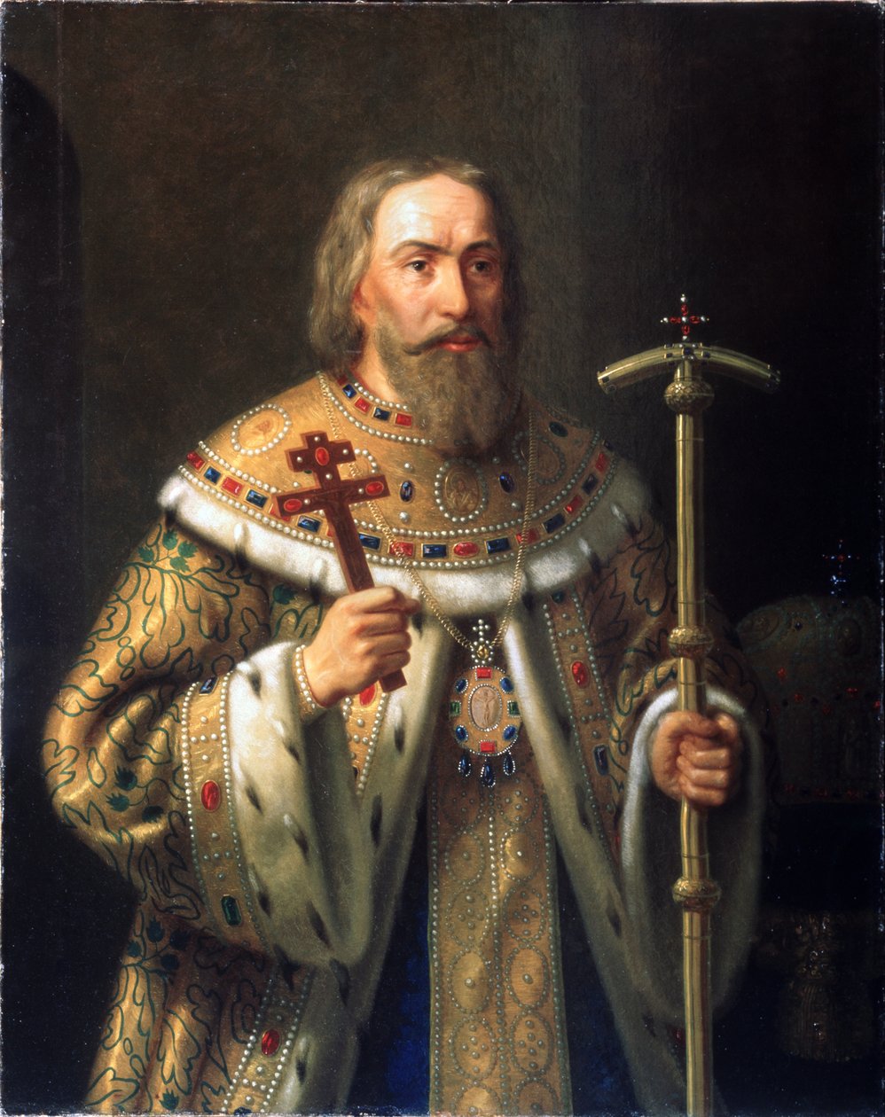 Portrett av patriark Filaret av Moskva Fyodor Nikitich Romanov 1553-1633, midten av 1800-tallet. av Nikanor Leontievich Tiutriumov