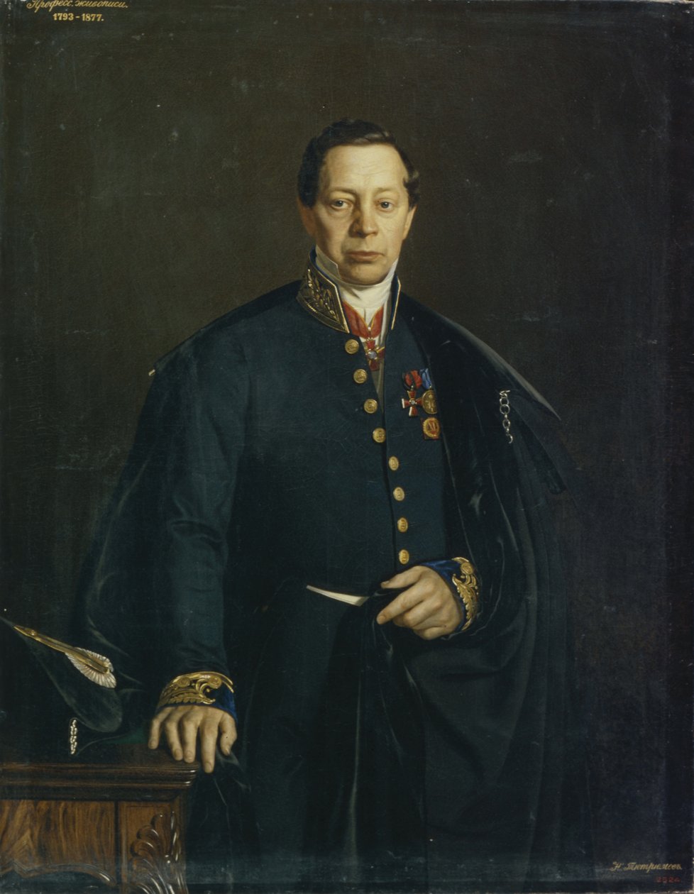 Portrett av kunstneren Pyotr Basin 1794-1881, 1857 av Nikanor Leontievich Tiutriumov