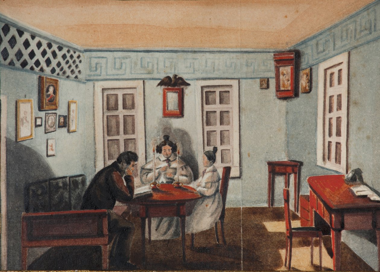 Nikita Muravyov med sin datter Sofia i eksil i Irkutsk-provinsen, 1837 av Nikita Mikhailovich Muravyov