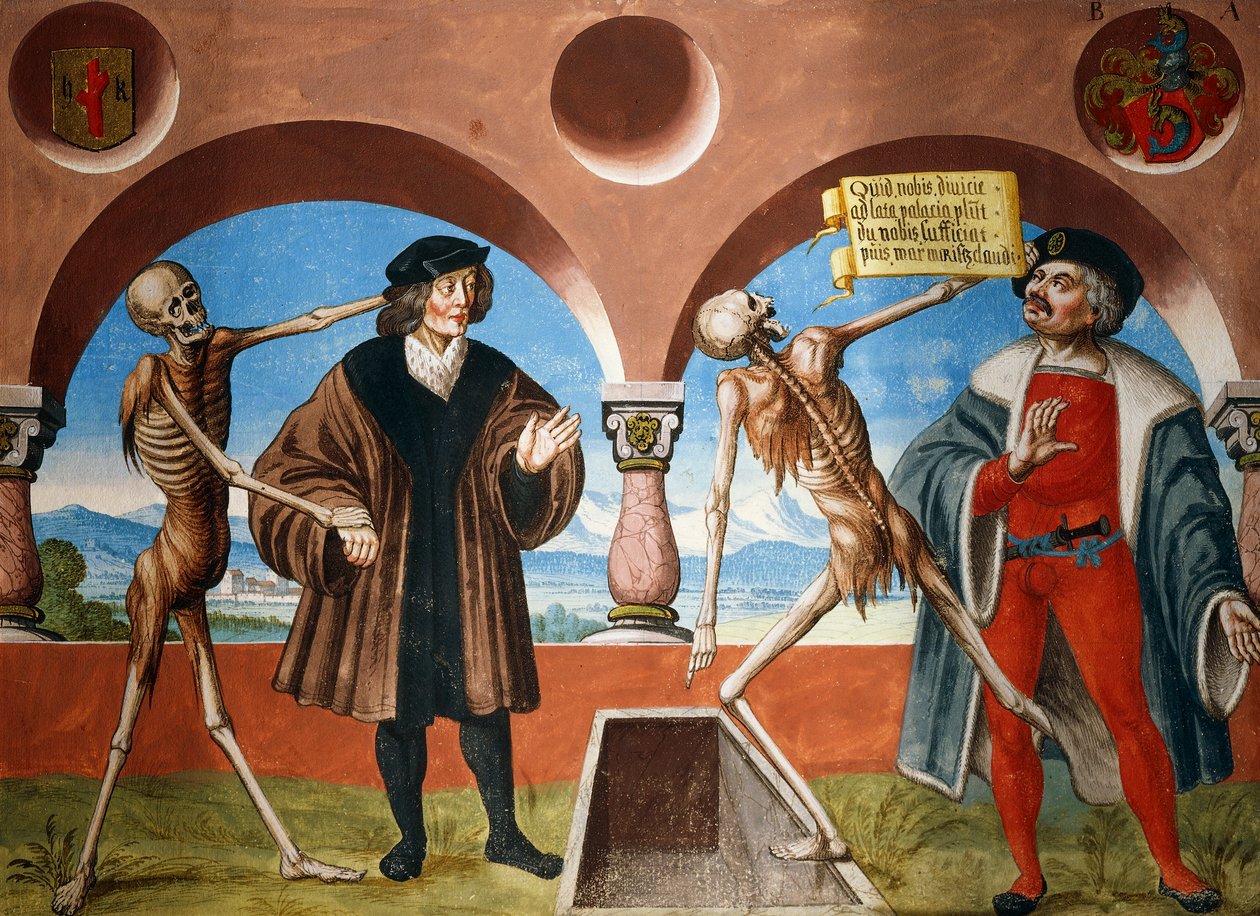 Døden, rådgiver og administrator (fogd) fra Dance of Death-syklusen av Albrecht Kauw av Niklaus Manuel