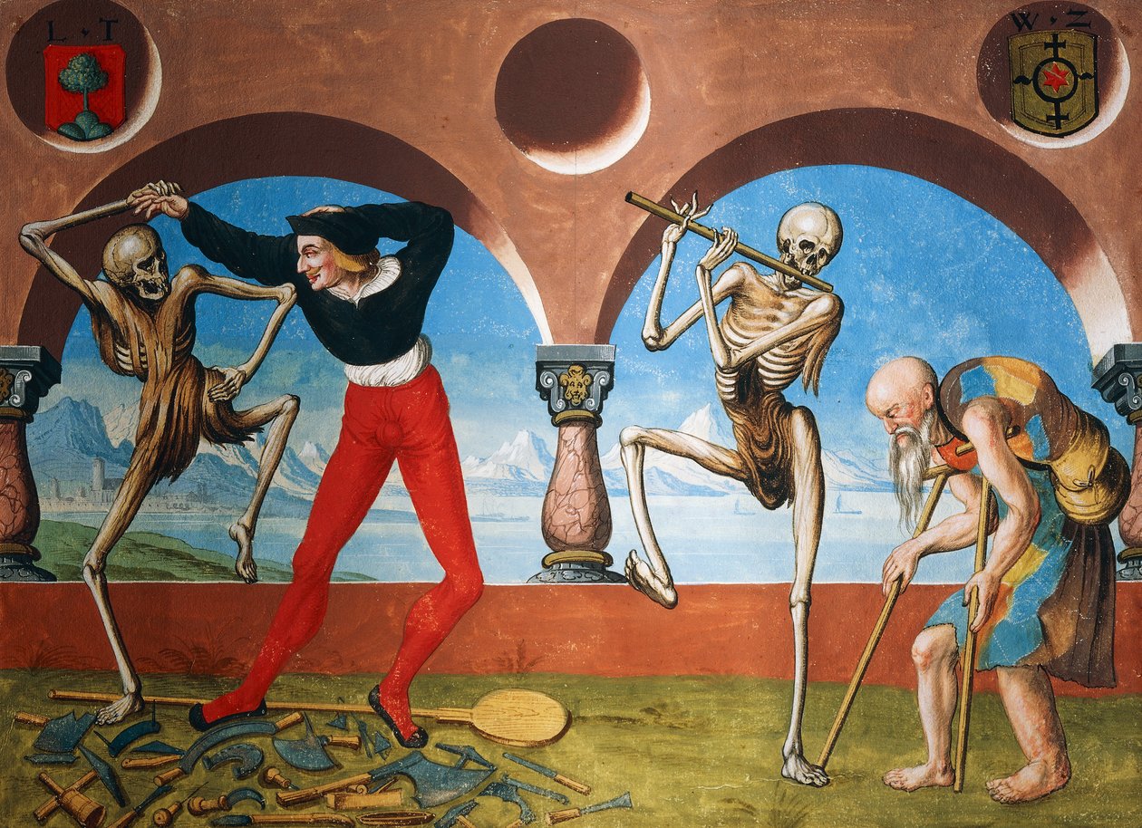 Døden, håndverker og tigger fra Dance of Death-syklusen av Albrecht Kauw av Niklaus Manuel