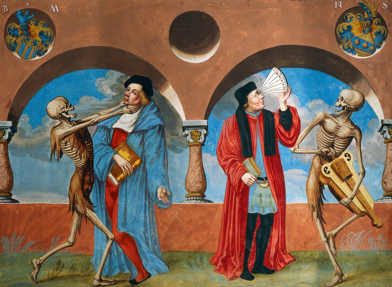 Døden, kanonadvokat og astrolog fra Dance of Death-syklusen av Albrecht Kauw av Niklaus Manuel