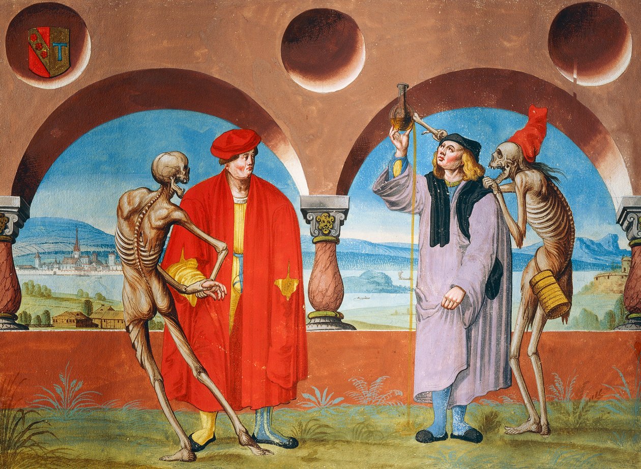 Death, Lawyer and Doctor fra Dance of Death-syklusen av Albrecht Kauw av Niklaus Manuel